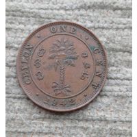 Werty71 Цейлон 1 цент 1942 Георг 6 Шри Ланка