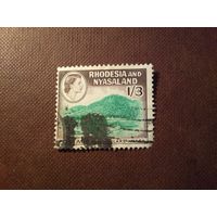 Британская Родезия и Ньясаленд 1959 г.Королева Елизавета II и Озеро Ньяса./45а/
