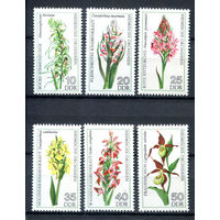 ГДР - 1976г. - Орхидеи - полная серия, MNH, три марки с полосами на клее [Mi 2135-2140] - 6 марок