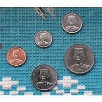 Бруней набор монет 1, 5, 10, 20, 50 сен, UNC. Султан Хассанал Болкиах.