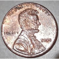 США 1 цент, 2008 Lincoln Cent Без отметки монетного двора (14-13-34)