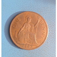 Великобритания 1 пенни 1967 год Елизавета 2
