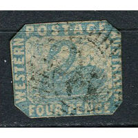 Западная Австралия (штат) - 1854/1858 - Лебедь 4Р - [Mi.3Ba] - 1 марка. Гашеная.  (LOT EV25)-T10P20