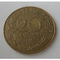 20 сантим Франция 1991 г.в.