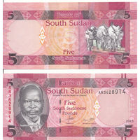 Южный Судан 5 фунтов образца 2015 года UNC p11