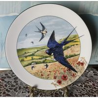 Тарелка Коллекционная Птицы Ласточка Англия фарфор