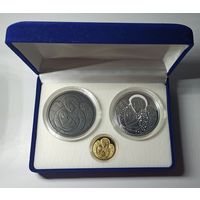 Футляр для 3 монет в капсулах 58.00 и 30.00 mm бархатный темно-синий