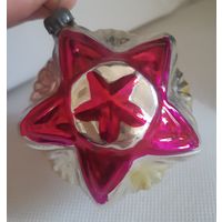 Ирушка ёлочная Красная Звезда (Агитация), стекло. СССР