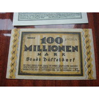ГЕРМАНИЯ 100 000 000 марок DUSSELDORF  1923  Нотгельд  Веймарская республика  Гроссгельд