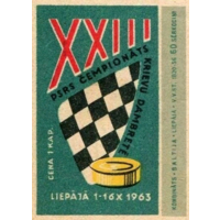 Спичечные этикетки Прибалтика. XXIII Чемпионат по русским шашкам. 1963 год