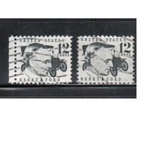 США-1968, (Мих.961 х+у) , гаш. , Стандарт, Личности,Форд, Автомобили (одиночка),2 типа бумаги