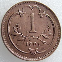 Австро-Венгрия, 1 геллер 1901 года, KM#2800