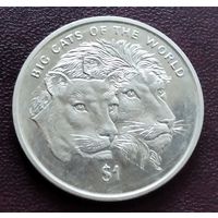 Сьерра-Леоне 1 доллар, 2001 Большие кошки мира - Львы