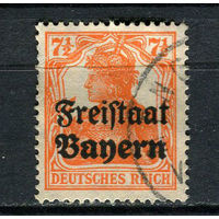 Бавария в составе Веймарской республики - 1919 - Надпечатка Freistaat Bayern 7 1/2Pf - [Mi.139] - 1 марка. Гашеная.  (Лот 141CB)