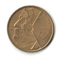 5 франков 1986 года Бельгия. Король Бодуэн 1. "BELGIQUE". Перевертышь (( 52 ))