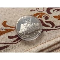 Серебро 0.500! Канада 1 доллар, 1987 400 лет открытию пролива Дейвиса