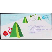 Беларусь 2002 год Конверт Ели, снежинки и Дед Мороз
