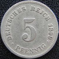 YS: Германия, Рейх, 5 пфеннигов 1899G, KM# 11 (1)