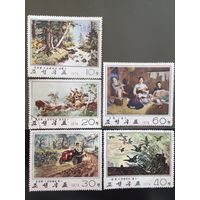 КНДР 1974 год.Живопись Северной Кореи (серия из 5 марок)