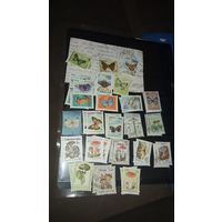 Серия  наклейки 46 шт  почтовые марки фауна флора  для посткросинга скрапбукинга