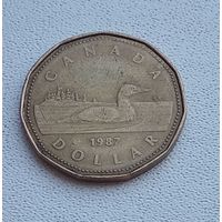 Канада 1 доллар, 1987 Гагара на реверсе 5-11-5