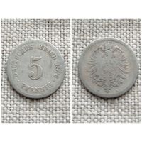 Германия 5 пфеннигов 1876А
