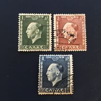 Греция 1937 год Стандарт Известные люди Король Георг II Серия 3 марки Mi:390-392 Гашеные