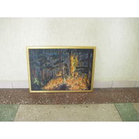 Картина Девушка и огонь в раме 73х53 см.
