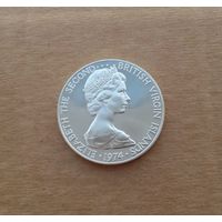 Британские Виргинские острова, доллар 1974 г., серебро 0.925, Елизавета II (1952-2022)