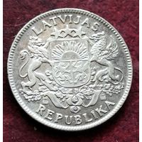 Серебро 0.835! Латвия 1 лат, 1924