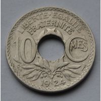 Франция, 10 сантимов 1924 г. Отметка монетного двора: "Молния" - Пуасси