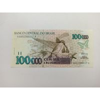 Бразилия 100000 крузейро 1992 1993 г без надпечатки пресс UNC