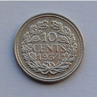 Нидерланды 10 центов, 1934