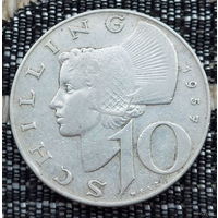 Австрия 10 шиллингов 1957 года. Серебро.