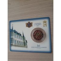 Монета Люксембург 2 евро 2015 125-летие династии Нассау-Вейльбург BU БЛИСТЕР