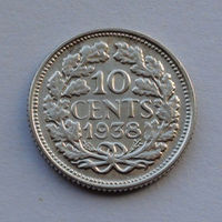 Нидерланды 10 центов, 1938