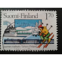 Финляндия 1987 лыжник, поезд, корабль