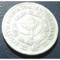 Южная Африка. 6 пенсов 1941 серебро