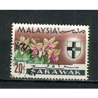 Малайские штаты - Саравак - 1965 - Орхидея и герб 20С - [Mi.218] - 1 марка. Гашеная.  (Лот 68FB)-T25P9