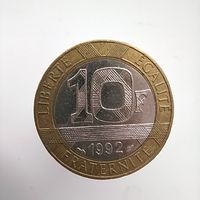 Франция 10 франков 1992 год лот 20 биметал