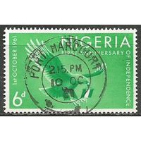 Нигерия. Первый Год Независимости. Пальмовый гриф. Национальны флаг. 1961г. Mi#111.