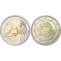 2 евро 2012 Мальта  10 лет наличному обращению евро. UNC из ролла