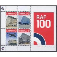 2018 Гибралтар 1864-1867/B132 100 лет Королевским ВВС 13,50 евро