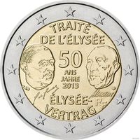 2 евро 2013 Франция 50 лет франко-германскому договору о дружбе и сотрудничестве  UNC из ролла