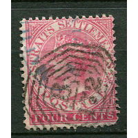 Британский протекторат - Малайские штаты - Стрейтс-Сетлментс - 1867/1872 - Королева Виктория 1C (есть тонкие места) - [Mi.11a] - 1 марка. Гашеная.  (Лот 110W)