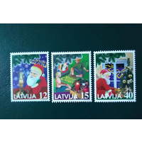 Латвия 1999 Рождество Новый год Дед Мороз Праздник чистая серия**