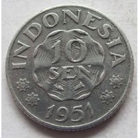 Индонезия 10 сенов 1951