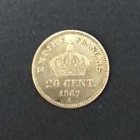 Франция 20 сантимов 1867 -А- серебро 0,835