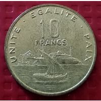 Джибути 10 франков 2004 г. #50427