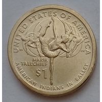 США 1 доллар 2023 г. Сакагавея. Мария Толчиф. Индейцы в балете. Двор Р и D. Цена за 1 шт.